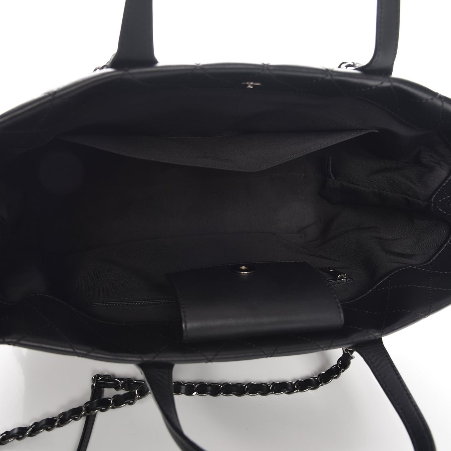 Calfskin Quilted Large Easy Shopping Tote Black