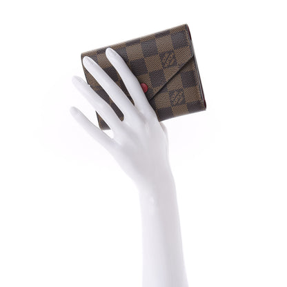 Louis Vuitton Damier Ebene Victorine Wallet Red 2 of 9