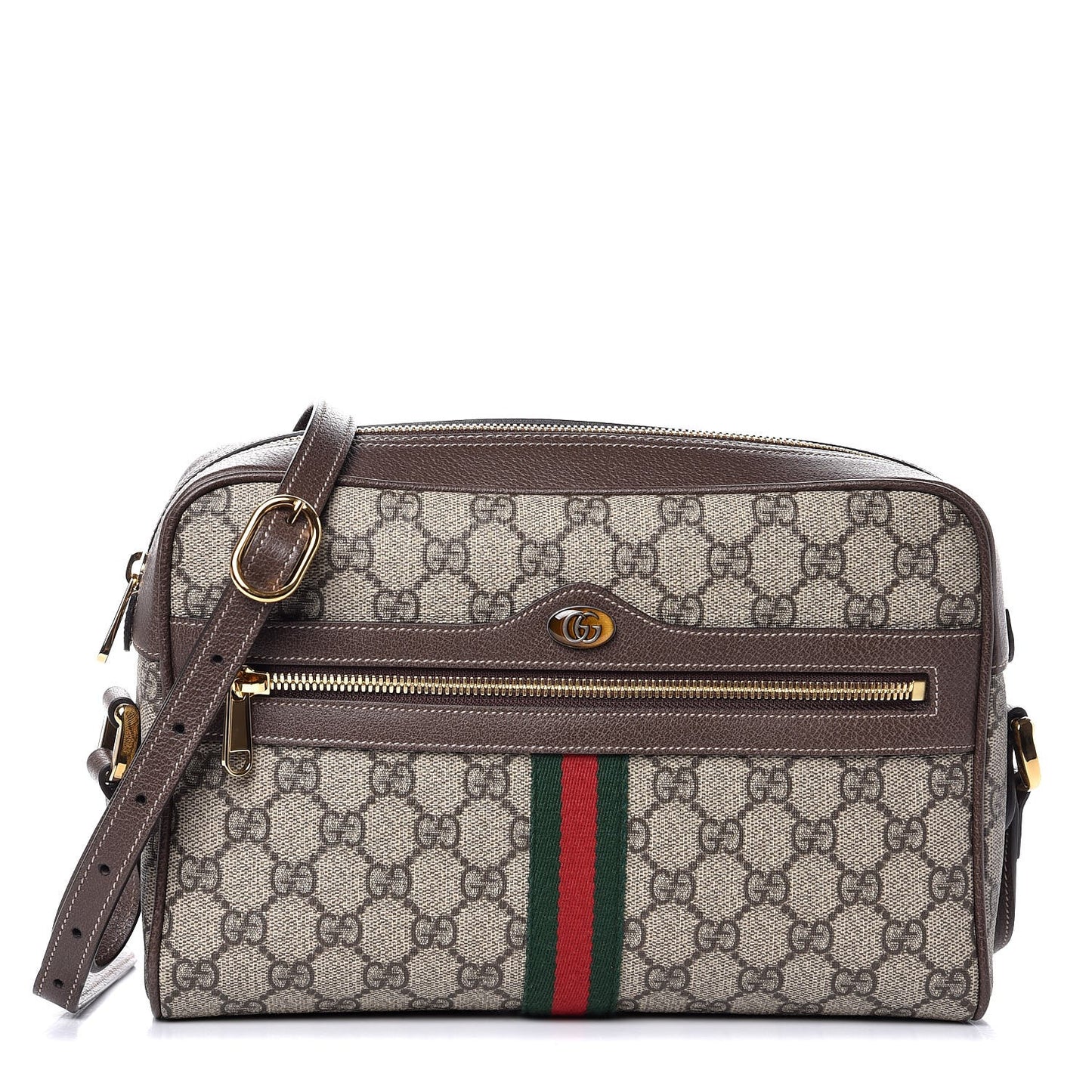 GG Supreme Monogram Web Small Ophidia Shoulder Bag Brown