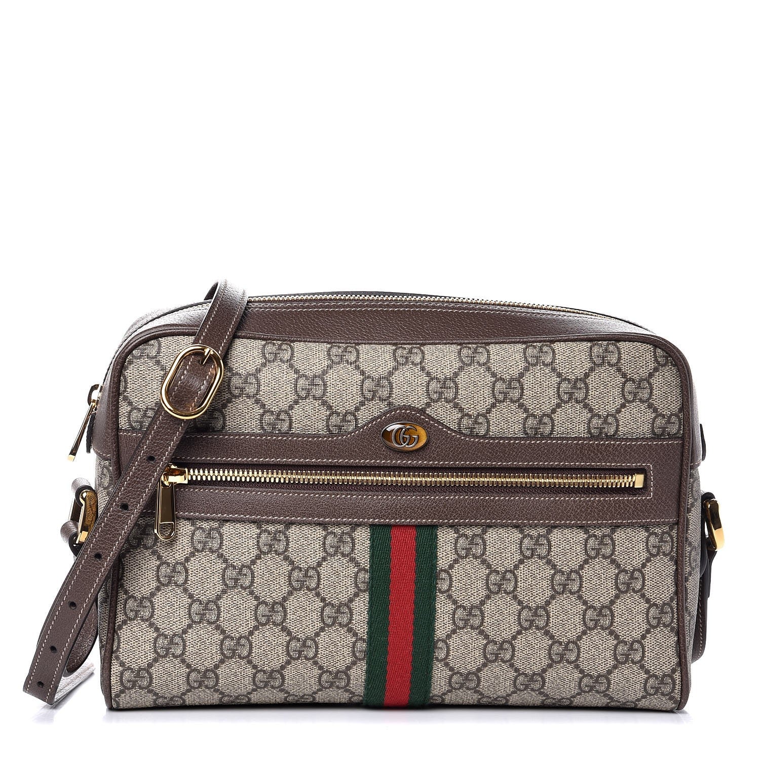 Gucci GG Supreme Monogram Web Small Ophidia Shoulder Bag Brown 1 of 7