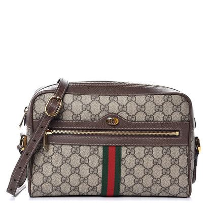 Gucci GG Supreme Monogram Web Small Ophidia Shoulder Bag Brown 1 of 7