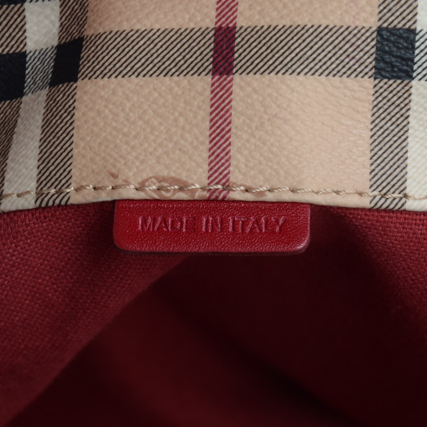 Burberry Haymarket Check Small Canterbury Tote Military Red 6 of 8