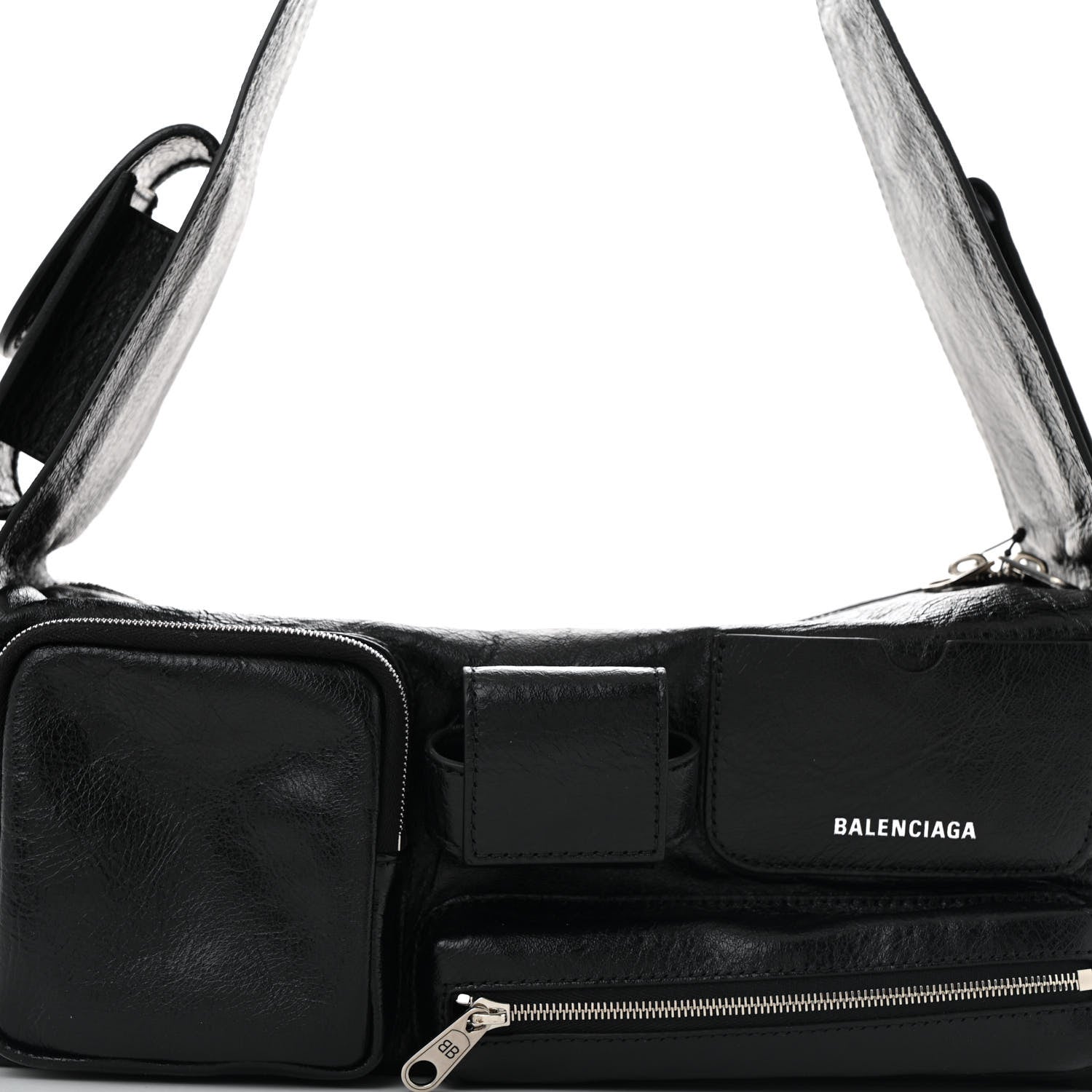 Balenciaga Agneau Arena Men's Superbusy Small Sling Zip Shoulder Bag Black 8 of 10