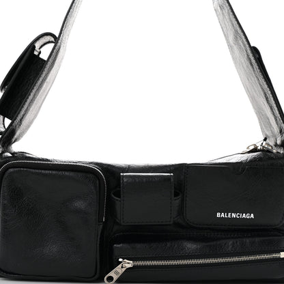 Balenciaga Agneau Arena Men's Superbusy Small Sling Zip Shoulder Bag Black 8 of 10