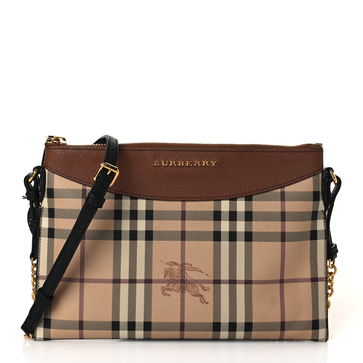 Burberry Haymarket Check Peyton Crossbody Clutch Bag Toffee 1 of 10