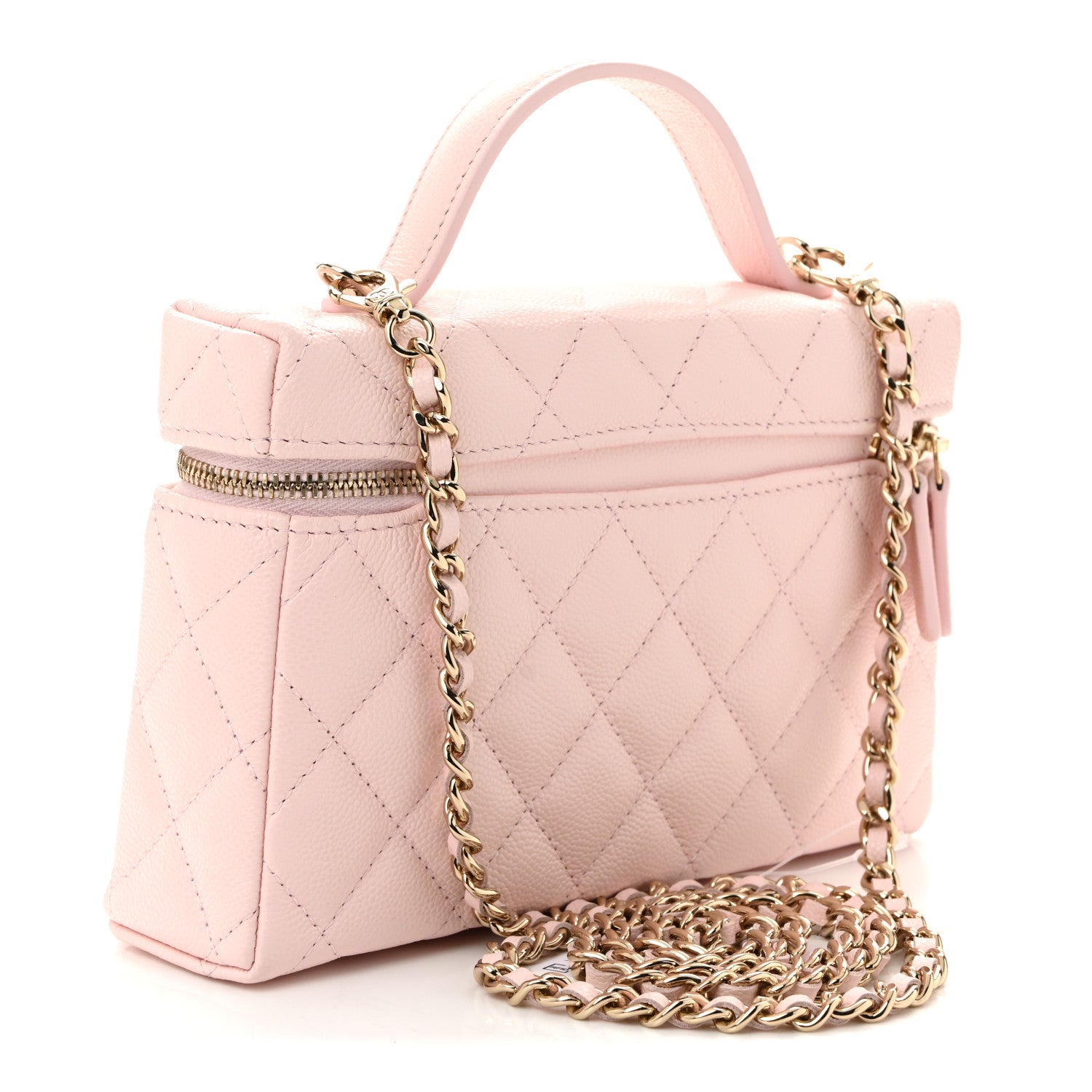 Chanel Caviar Quilted Top Handle Slim Vanity With Chain Light Pink 3 of 11