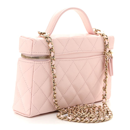 Chanel Caviar Quilted Top Handle Slim Vanity With Chain Light Pink 3 of 11