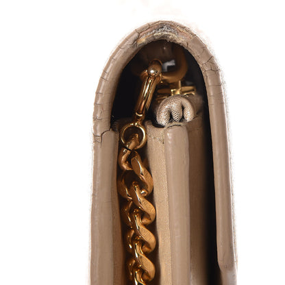 Saint Laurent Metallic Fabric Monogram Envelope Chain Wallet Light Gold 16 of 18