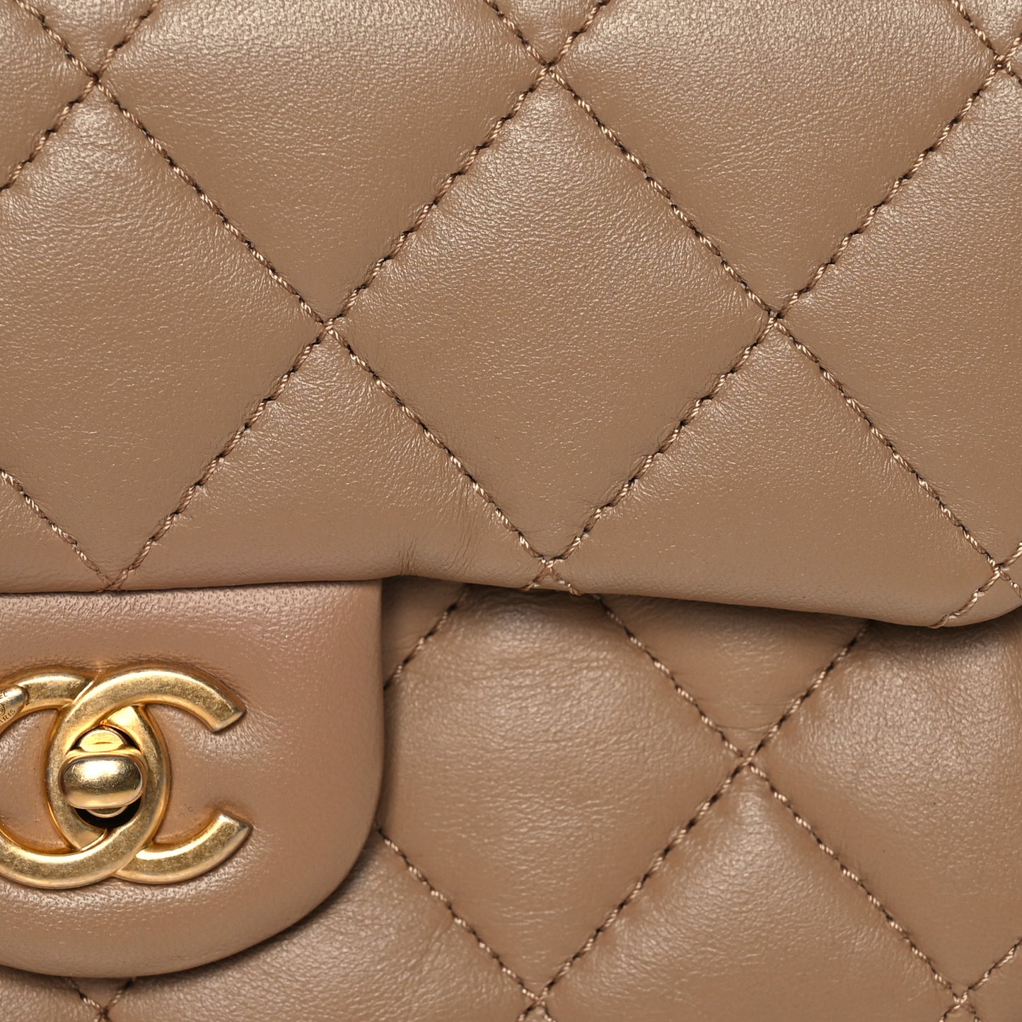 Lambskin Quilted Mini Heart Charms Flap Beige