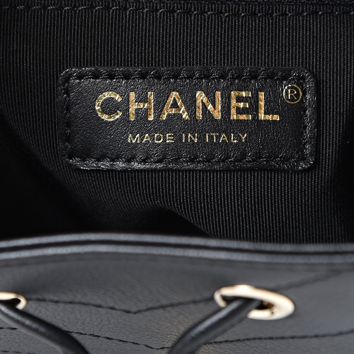 Grained Calfskin Chevron Stitched Backpack Black