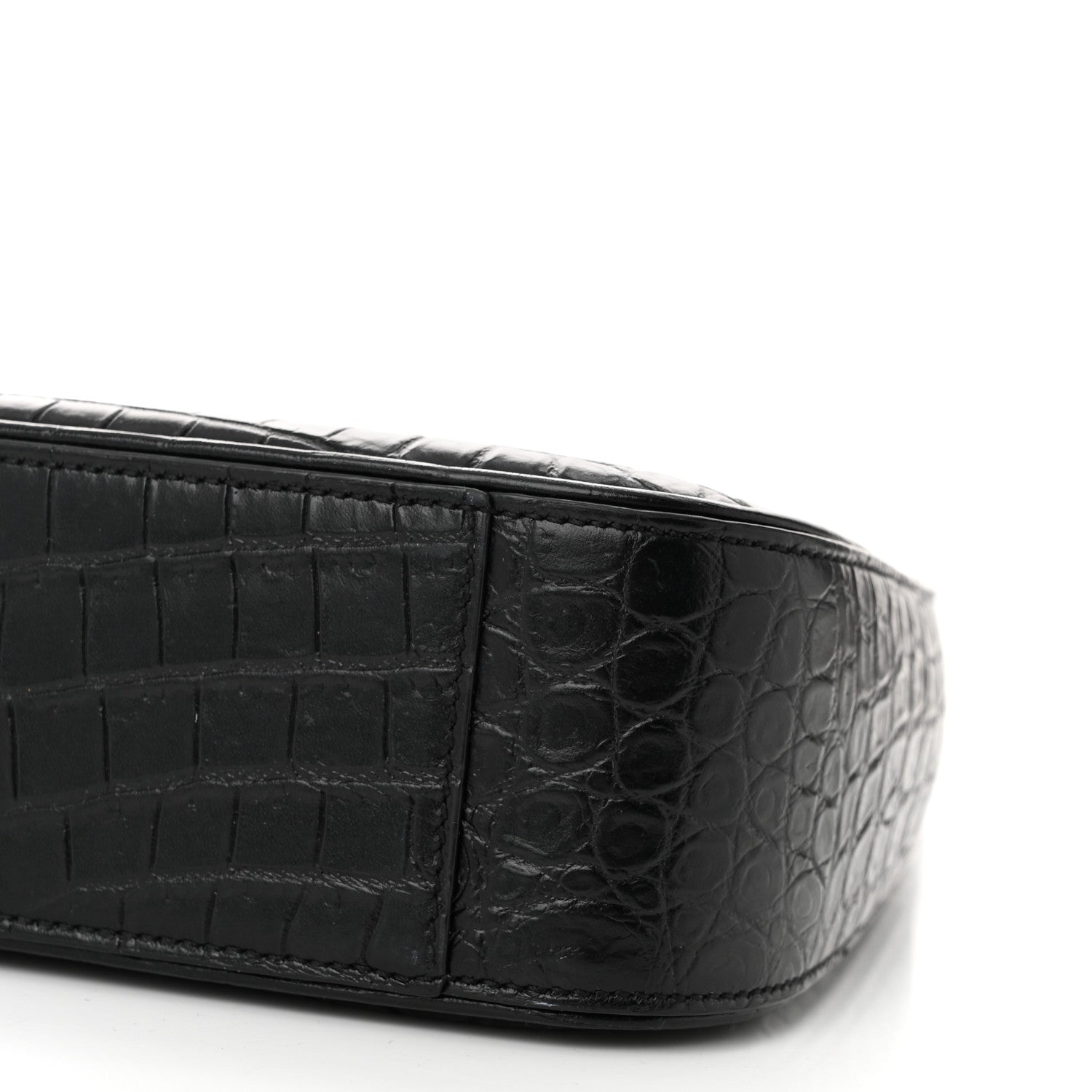 Saint Laurent Calfskin Crocodile Embossed LE 5 A 7 Hobo Black 10 of 11