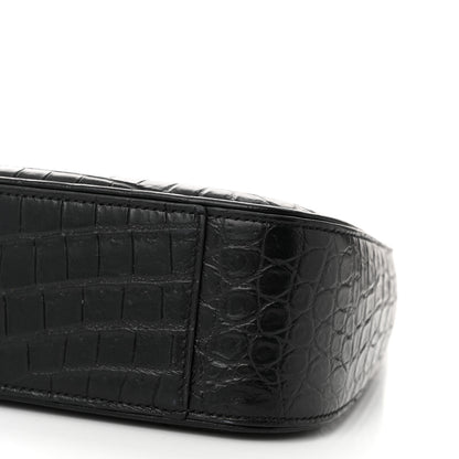 Saint Laurent Calfskin Crocodile Embossed LE 5 A 7 Hobo Black 10 of 11