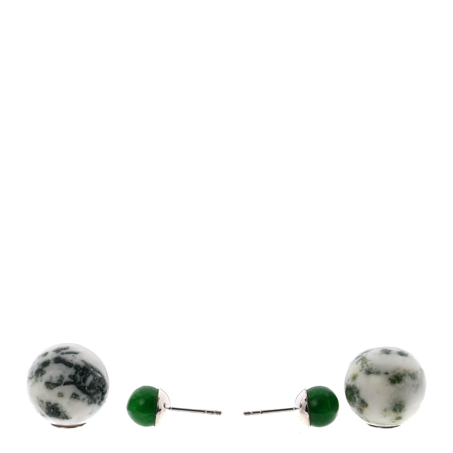 Christian Dior Palladium Mise En Dior Tribal Earrings Green 3 of 4