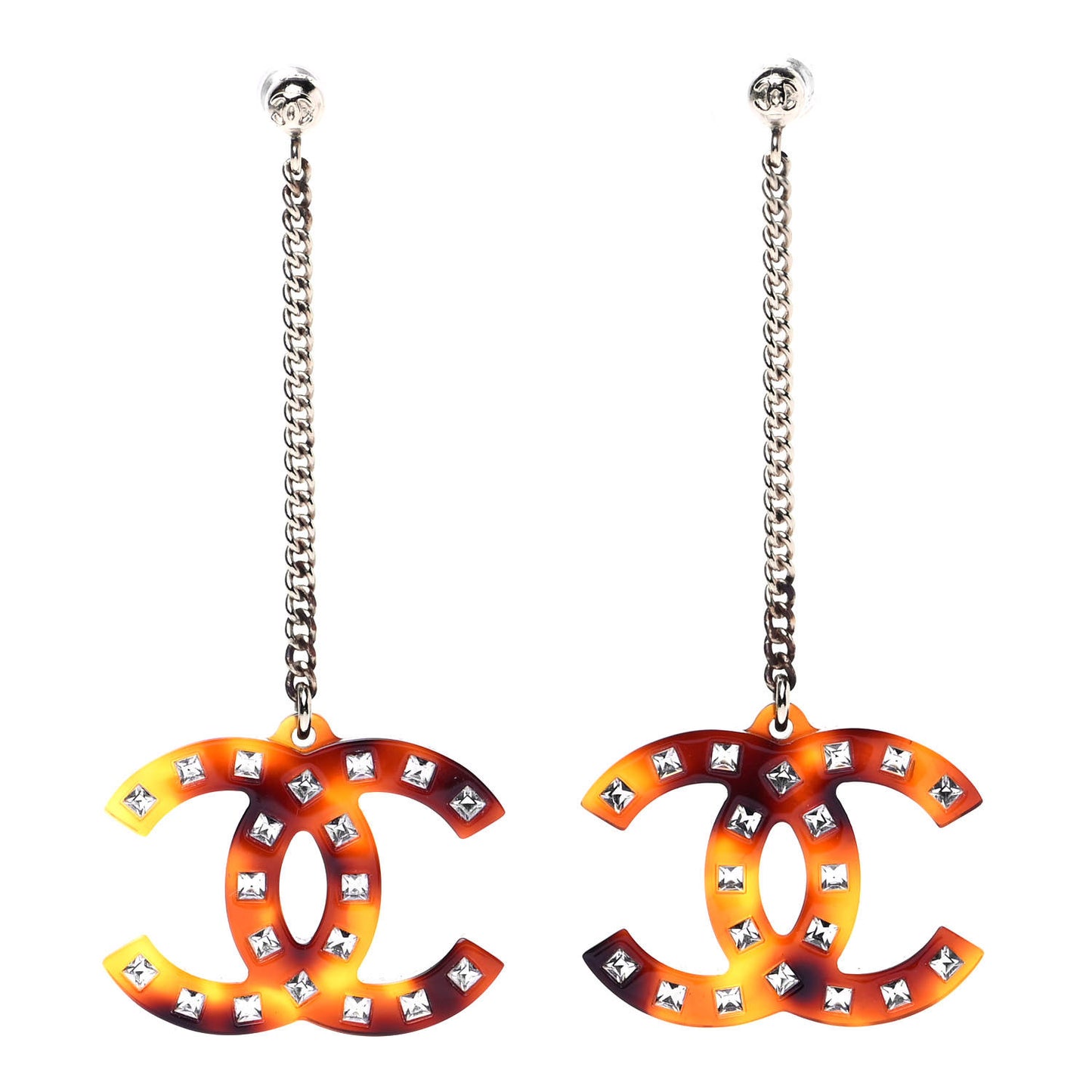 CC Crystal Drop Earrings Tortoise