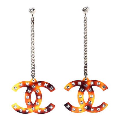 Chanel CC Crystal Drop Earrings Tortoise 1 of 4