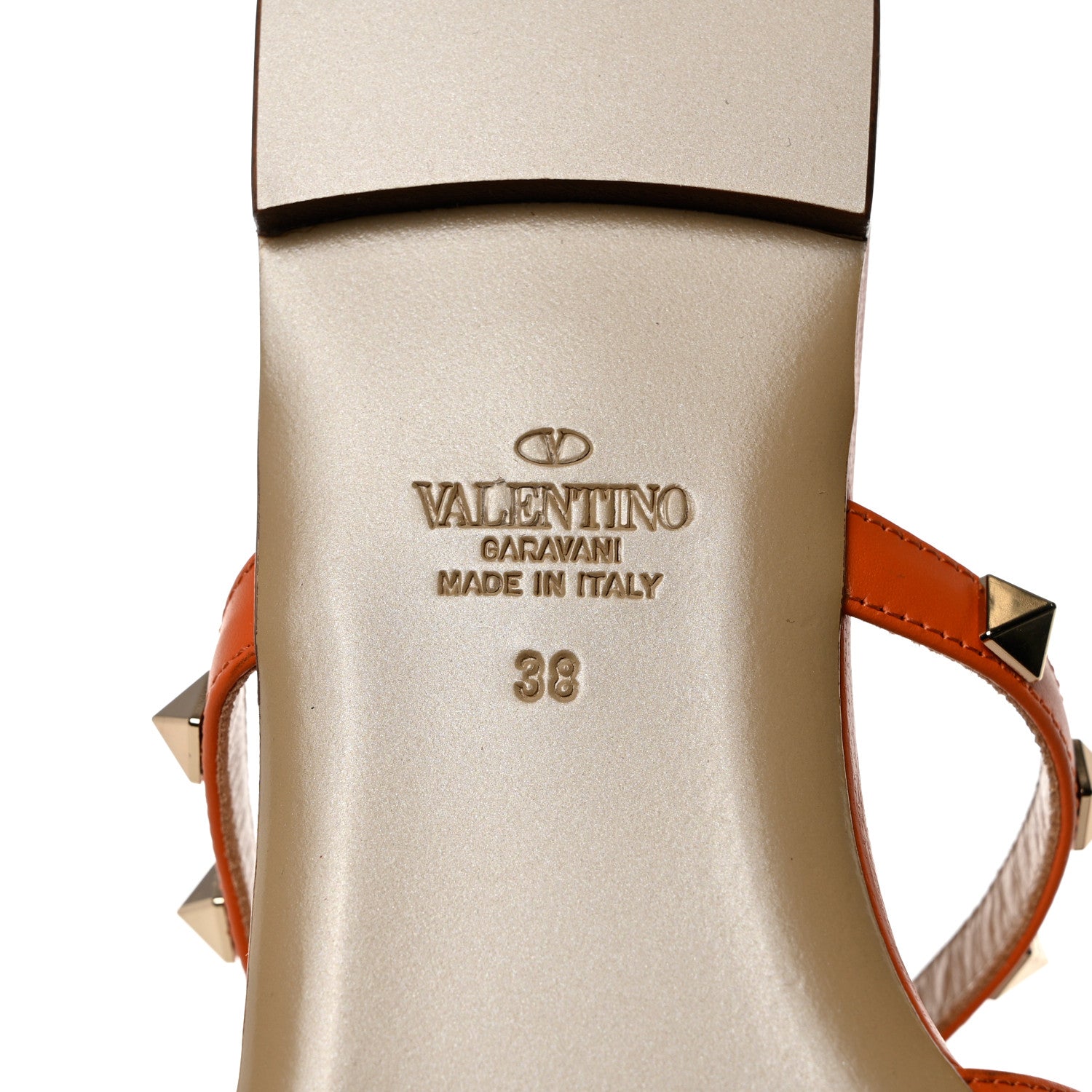 Valentino Garavani Nappa Rockstud Caged Flat Slide Sandals 38 Orange Zest 8 of 9