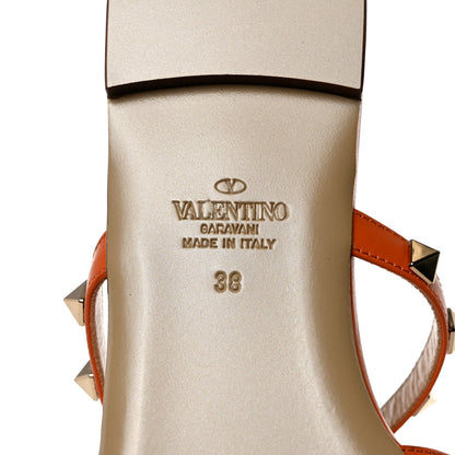Valentino Garavani Nappa Rockstud Caged Flat Slide Sandals 38 Orange Zest 8 of 9
