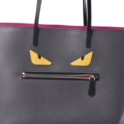 Fendi Vitello Elite Cuoio Monster Buggies Medium Roll Tote Carbone Black Multicolor Magenta 10 of 10