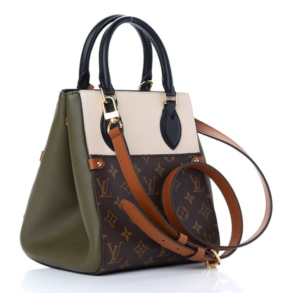 Louis Vuitton Calfskin Monogram Fold Tote PM Cream Khaki Black 3 of 8