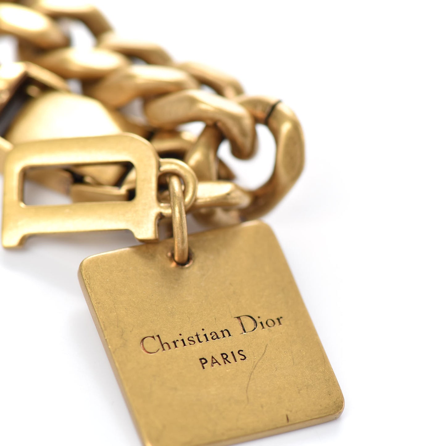 Metal D Charm Chain Bracelet Gold