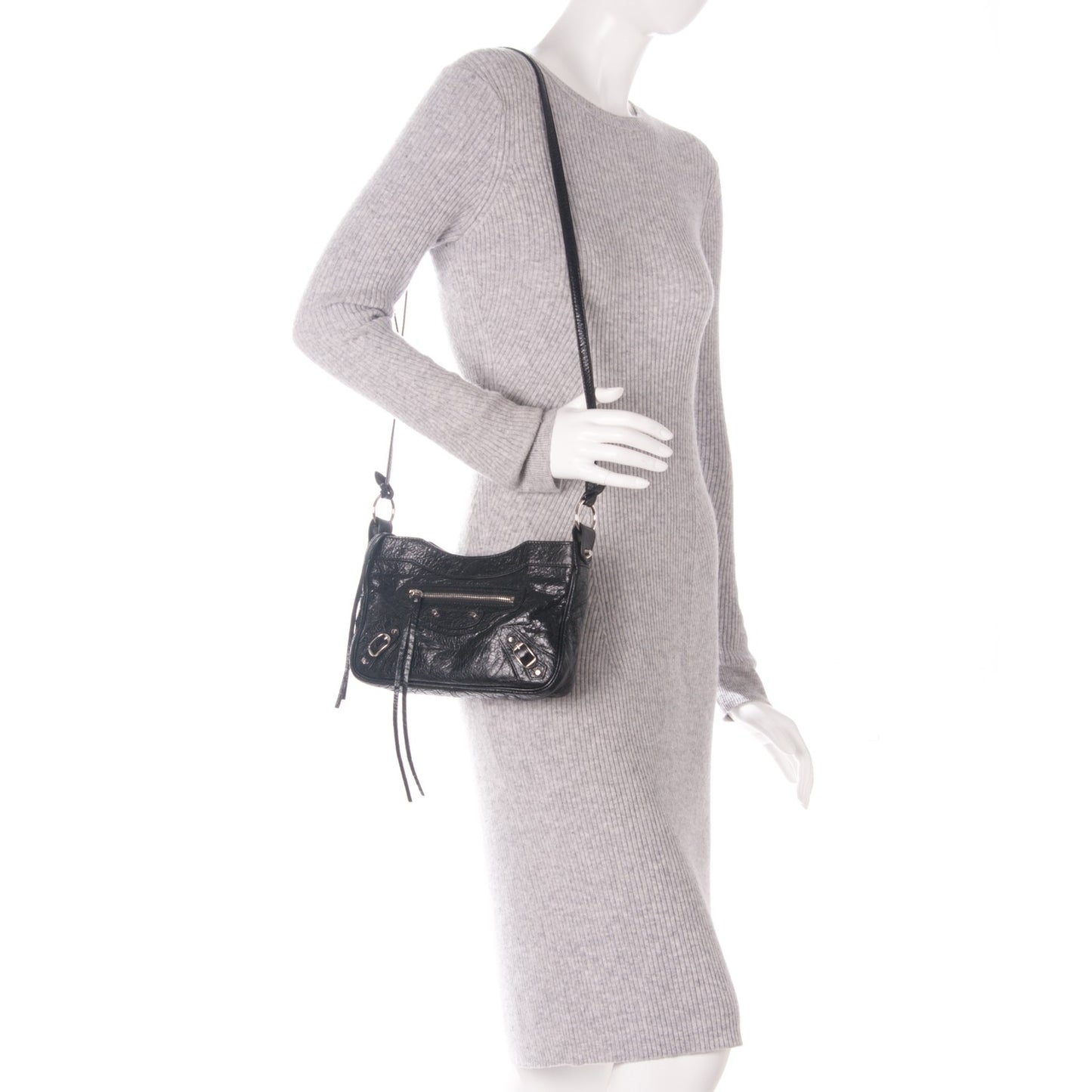 Agneau Classic Silver Hardware Hip Black