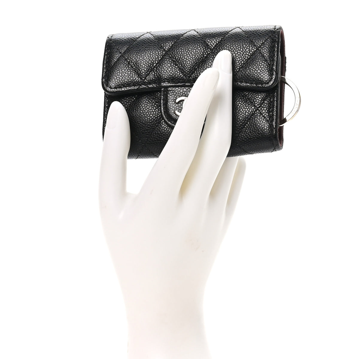 Chanel Caviar Quilted Classic 4 Key Holder Wallet Black 2 of 9