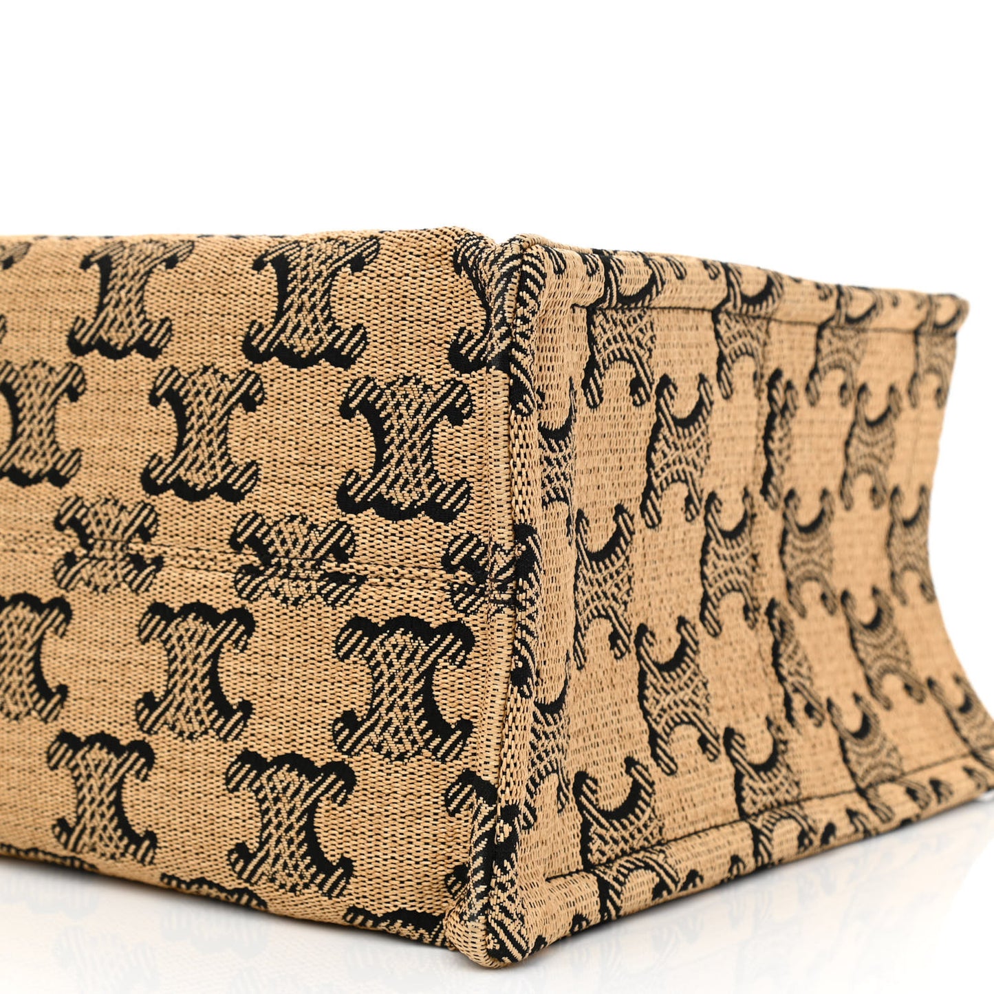 Raffia Jacquard Calfskin Triomphe Large Cabas Thais Natural Tan