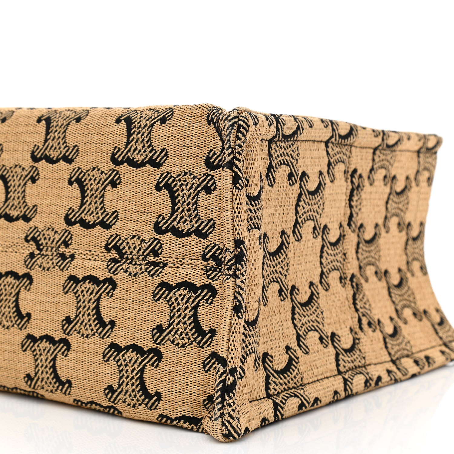 Celine Raffia Jacquard Calfskin Triomphe Large Cabas Thais Natural Tan 8 of 8