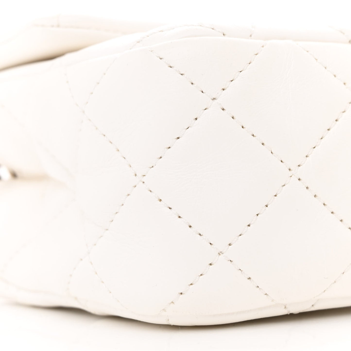 Lambskin Quilted Mini Rectangular Pearl Crush Flap White