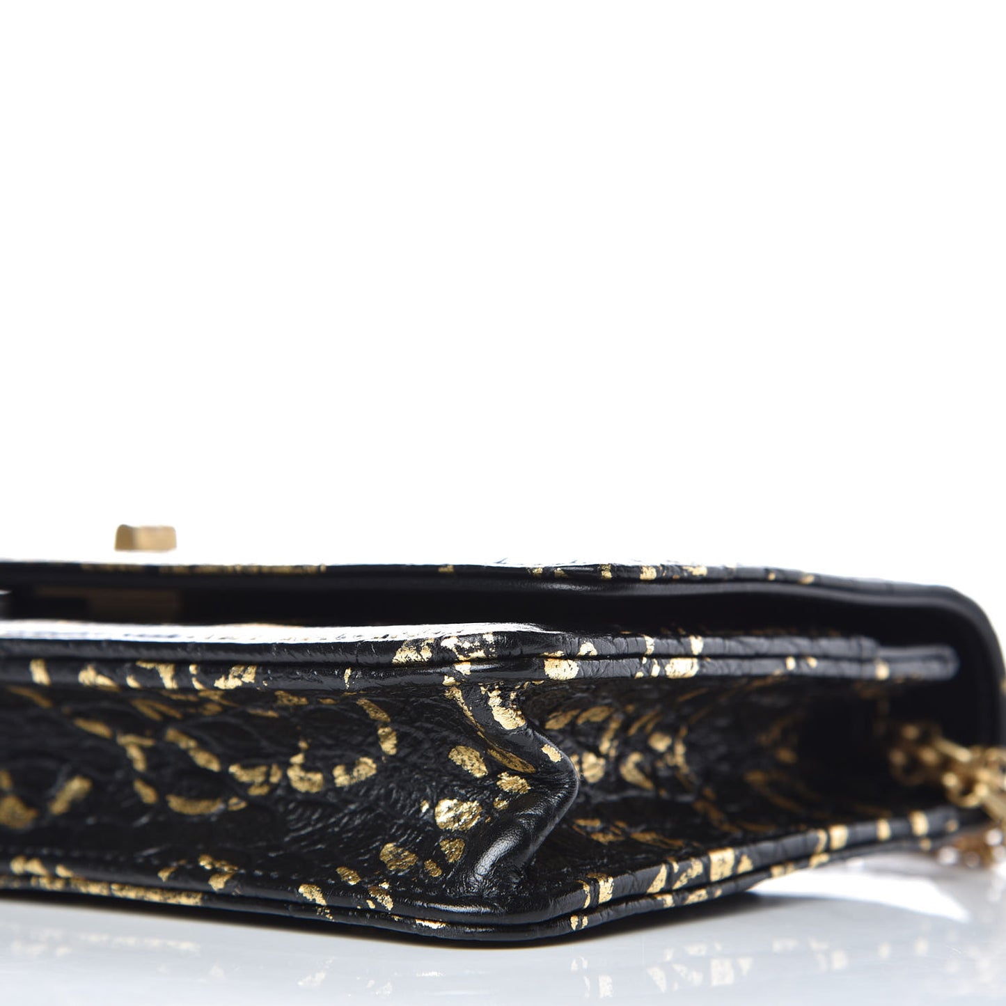 Calfskin Crocodile Embossed Graffiti 2.55 Cocodile Reissue Wallet On Chain WOC Black Gold