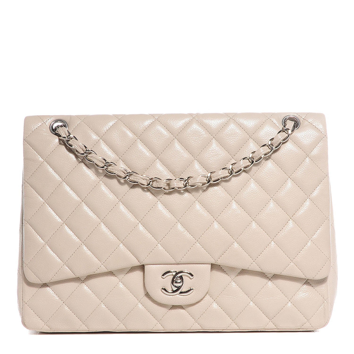 Chanel Caviar Maxi Single Flap Ecru 1 of 9