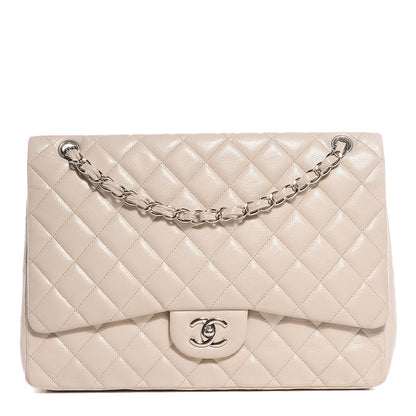 Chanel Caviar Maxi Single Flap Ecru 1 of 9