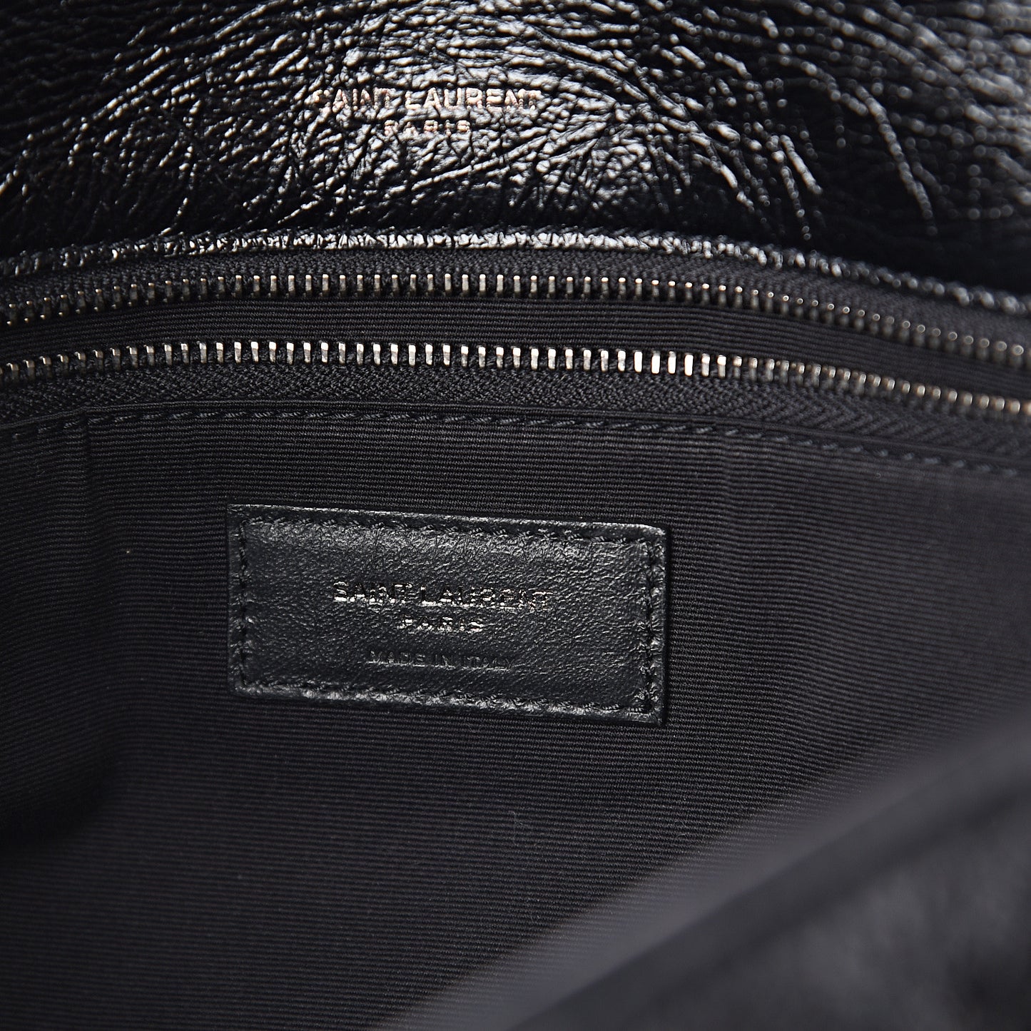 Crinkled Calfskin Matelasse Monogram Large Niki Chain Satchel Black