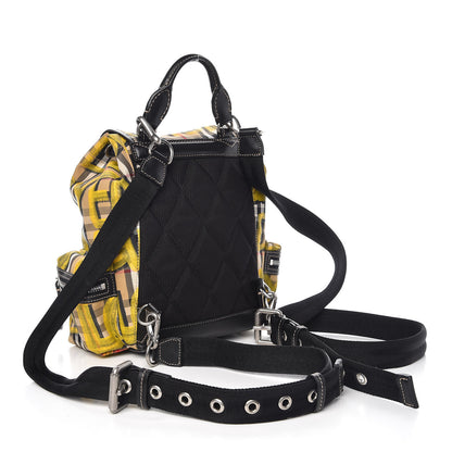 Burberry Calfskin Vintage Check Graffiti Print Small Rucksack Backpack Yellow 3 of 10