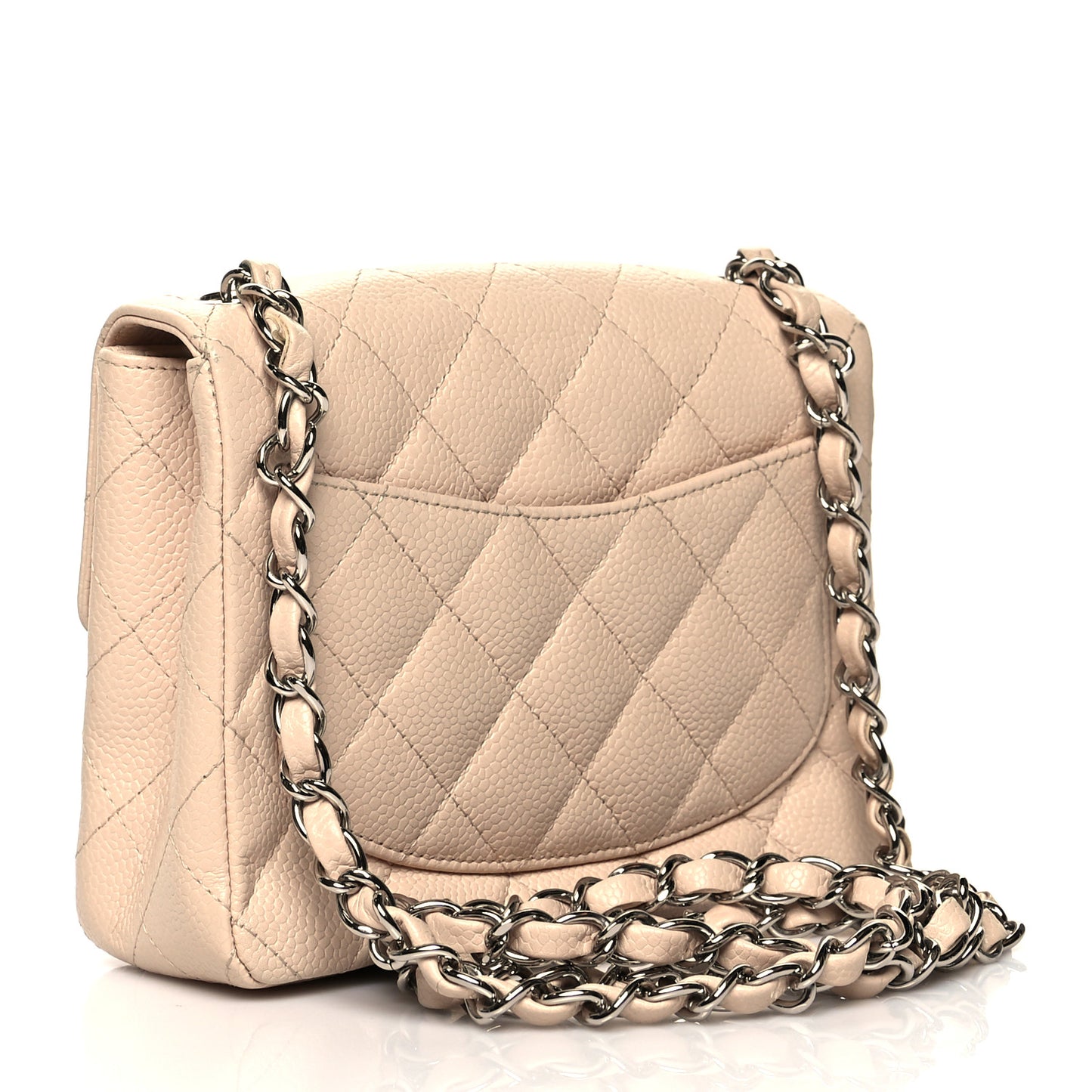 Caviar Quilted Mini Square Flap Light Beige