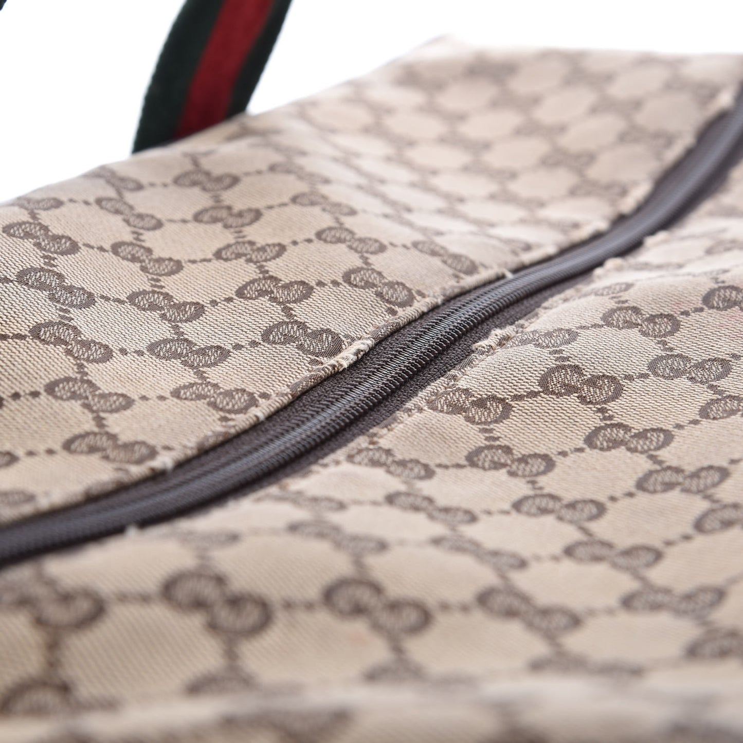 GG Monogram Web Large Collapsible Carry On Duffle Beige Brown