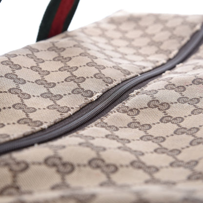 Gucci GG Monogram Web Large Collapsible Carry On Duffle Beige Brown 10 of 17