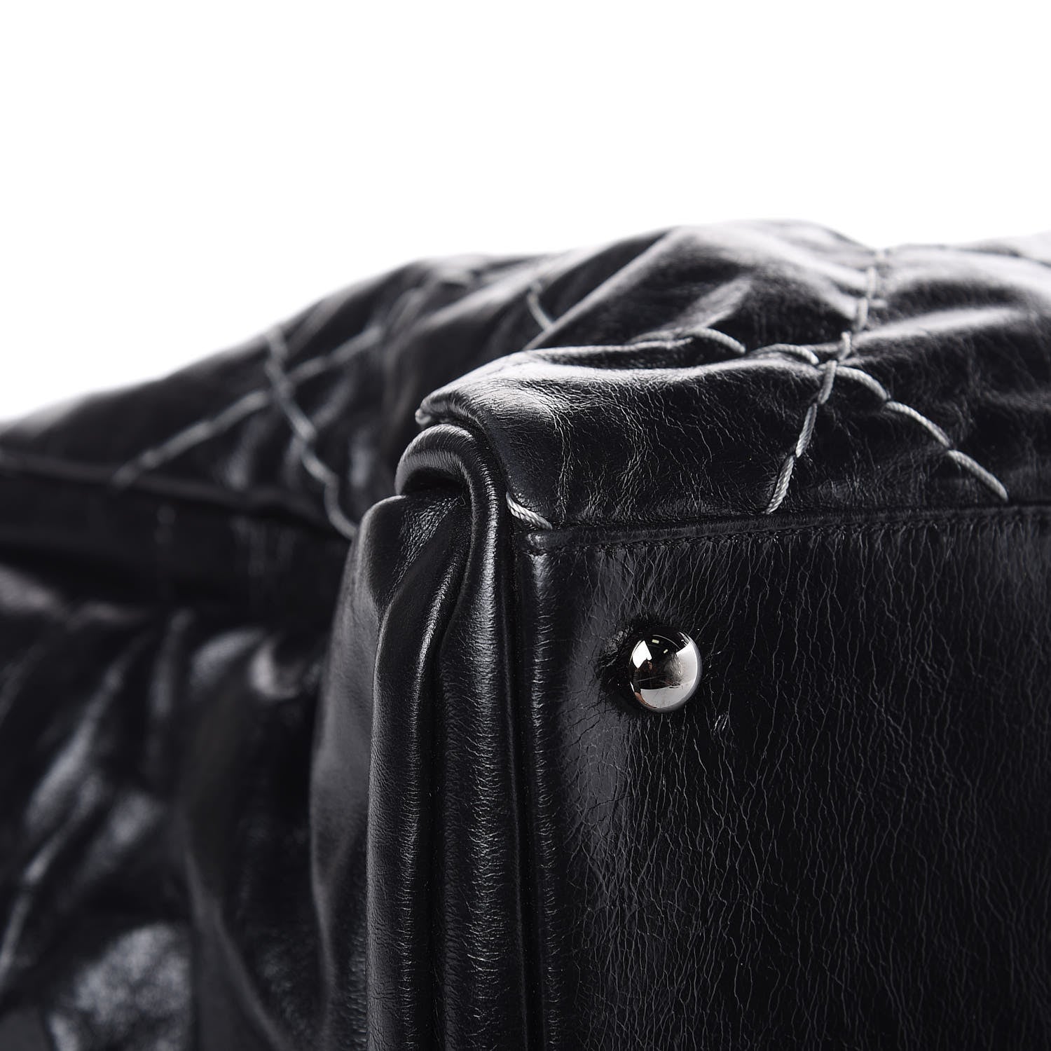 Chanel Glazed Goatskin Double Contrast Stitch Large Tote Black 12 of 14