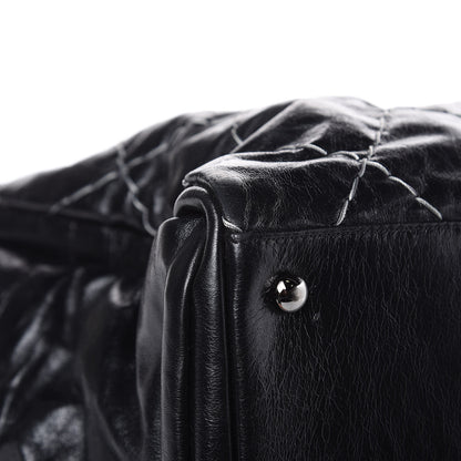 Chanel Glazed Goatskin Double Contrast Stitch Large Tote Black 12 of 14