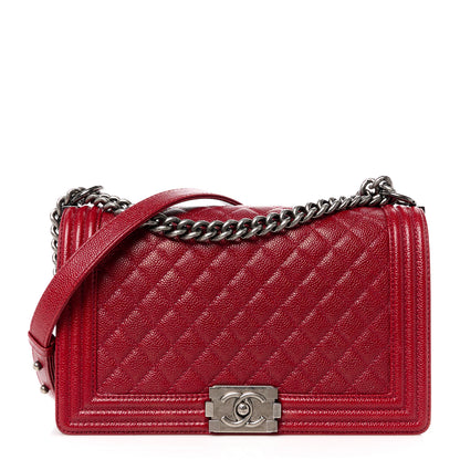 Chanel Caviar Quilted New Medium Boy Flap Dark Red 1 of 12