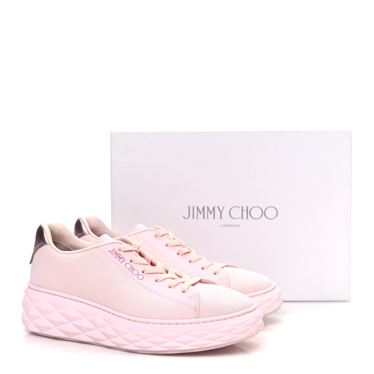 Jimmy Choo Nappa Diamond Light Platform Sneakers 39.5 Powder Pink 10 of 10
