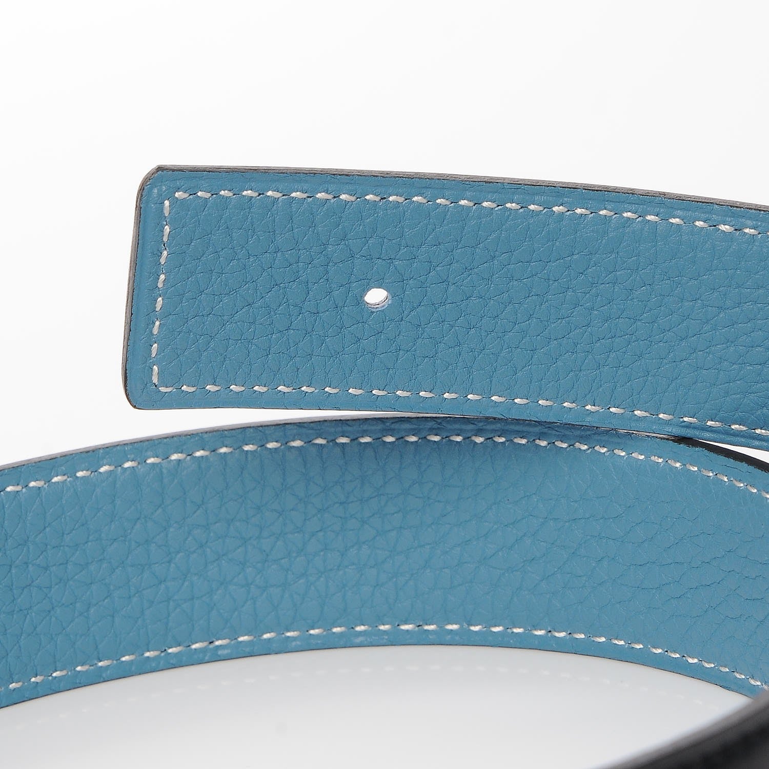 Hermes Box Togo 32mm Reversible Belt Strap 85 Black Blue Jean 5 of 7