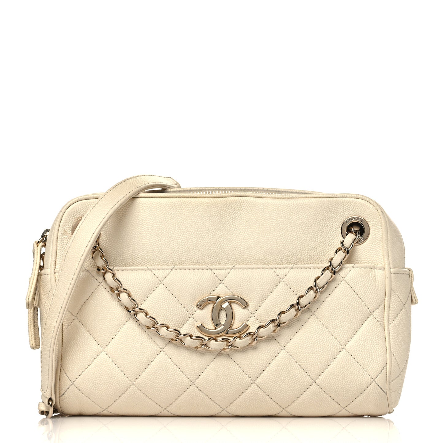 Caviar Quilted Small In & Out Camera Case White
