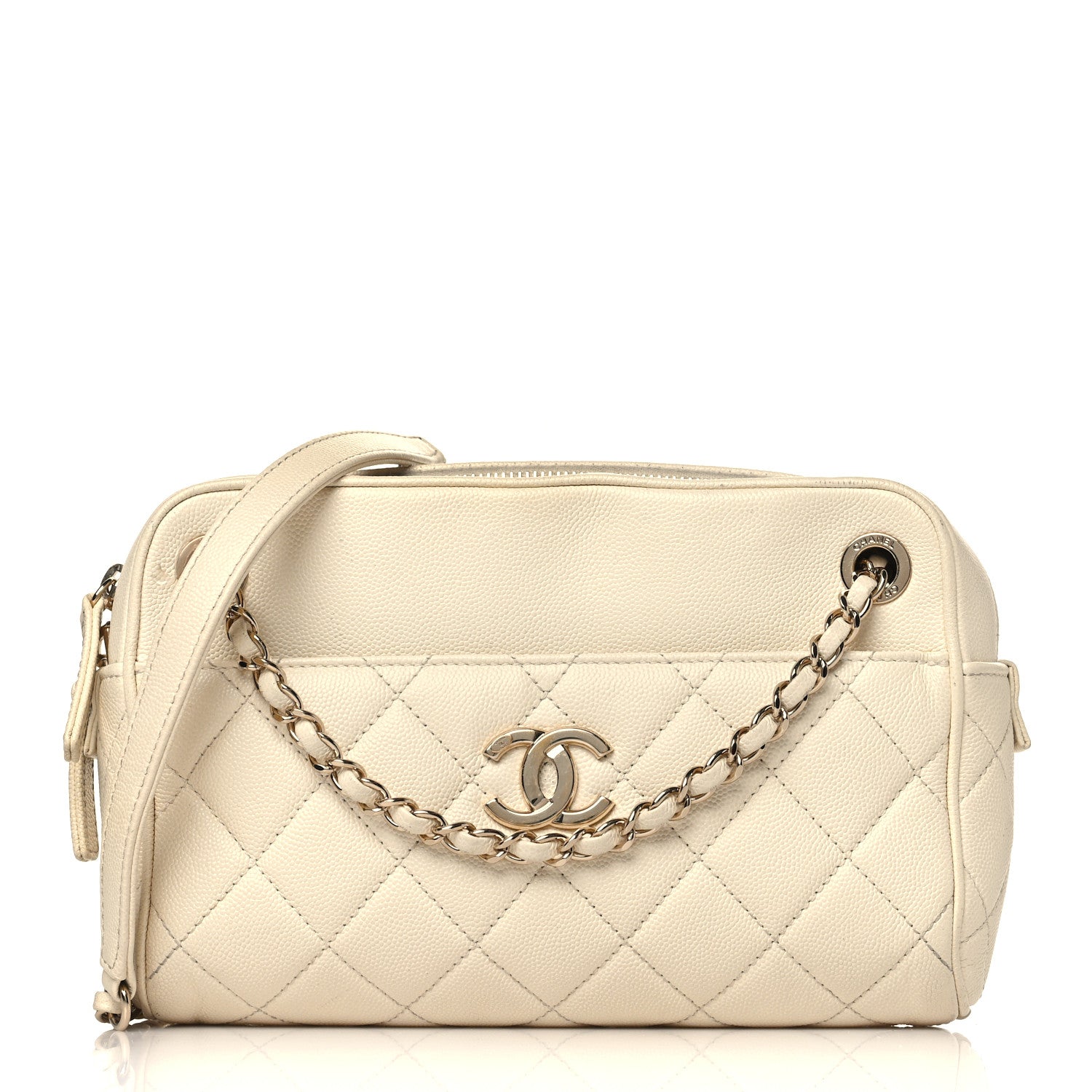 Chanel Caviar Quilted Small In & Out Camera Case White 1 of 10