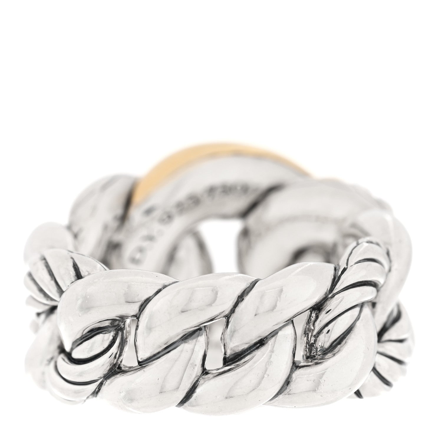 David Yurman Sterling Silver 18K Yellow Gold Belmont Ring 52 6 3 of 4