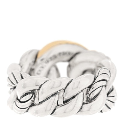 David Yurman Sterling Silver 18K Yellow Gold Belmont Ring 52 6 3 of 4