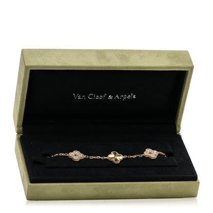Van Cleef & Arpels 18K Yellow Gold Diamond 5 Motifs Guilloche Vintage Alhambra Bracelet 4 of 4