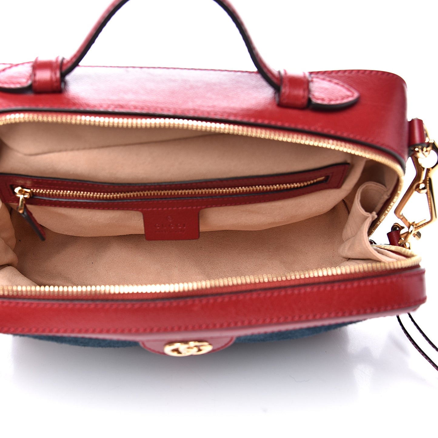 Suede Calfskin Web Small Ophidia Top Handle Shoulder Bag New Blue Romantic Cherry