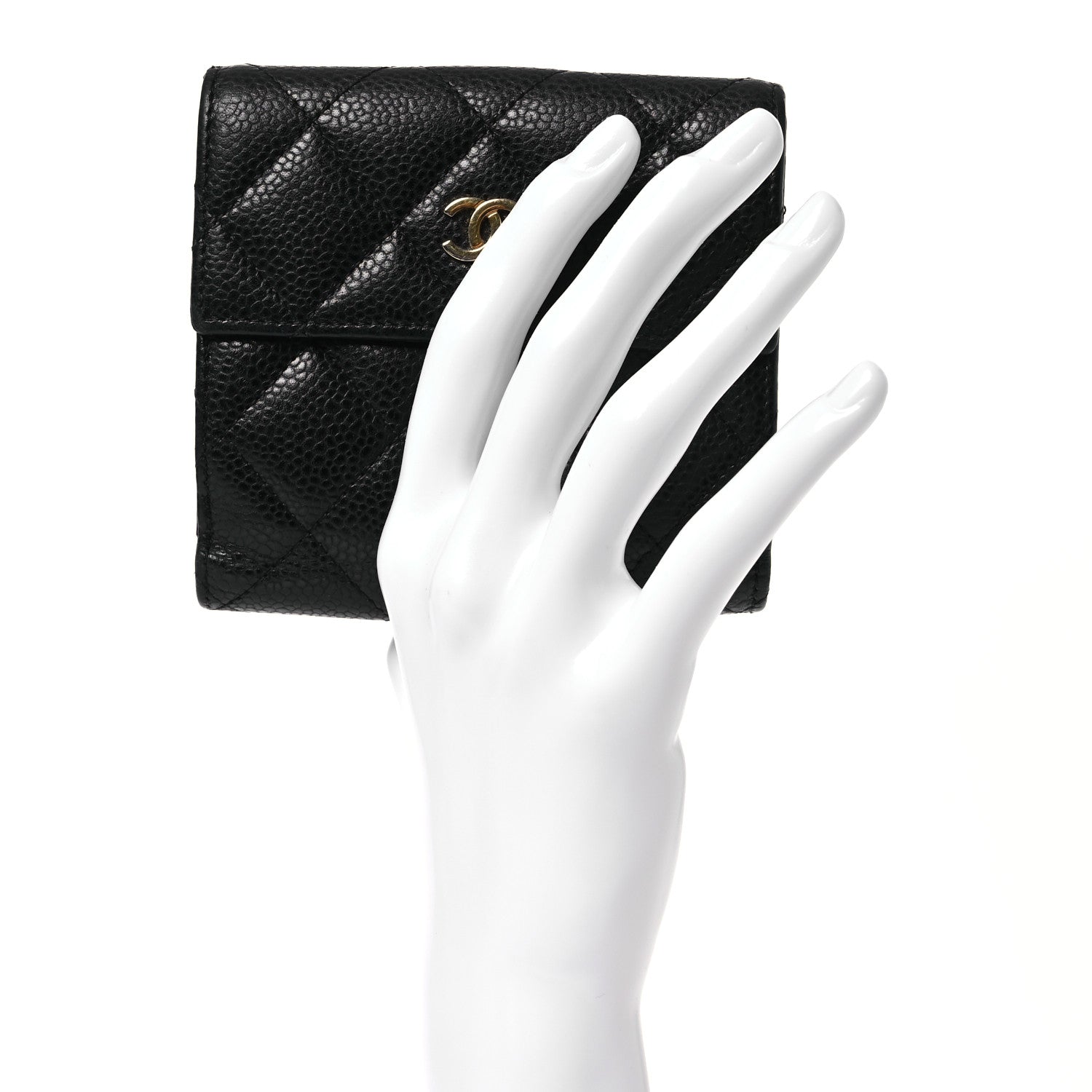 Chanel Caviar Quilted Compact French Flap Wallet Black 2 of 15