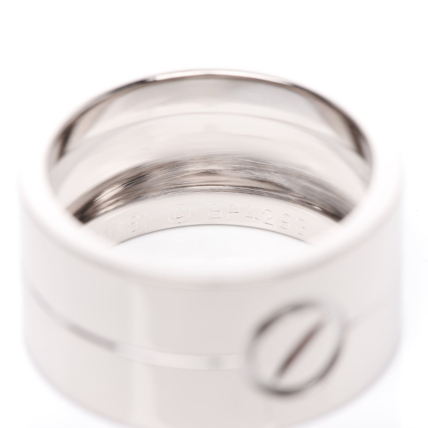 18K White Gold 12mm Wide LOVE Ring 61 9.5